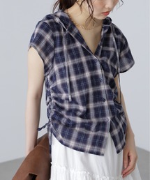 FREE'S MART | チェック柄フードキャップスリーブシャツ(シャツ/ブラウス)