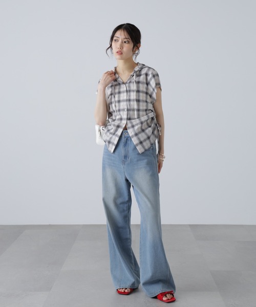 FREE'S MART(フリーズマート)の「チェック柄フードキャップスリーブシャツ(シャツ/ブラウス・レディース・ベージュ系その他/ダークネイビー・FREE)」の22枚目の写真