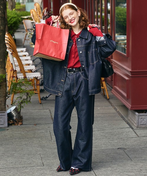 BONLECILL（ボンルシール）の「【デニムジャケットとセットアップ対応】パリジェンヌセミフレアデニムパンツ（デニムパンツ・レディース・ネイビー/ブラック・S/M/L）」の20枚目の写真