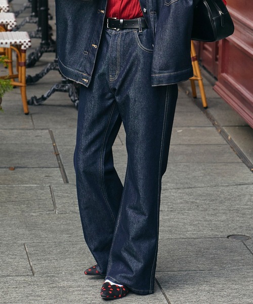 BONLECILL（ボンルシール）の「【デニムジャケットとセットアップ対応】パリジェンヌセミフレアデニムパンツ（デニムパンツ・レディース・ネイビー/ブラック・S/M/L）」の10枚目の写真