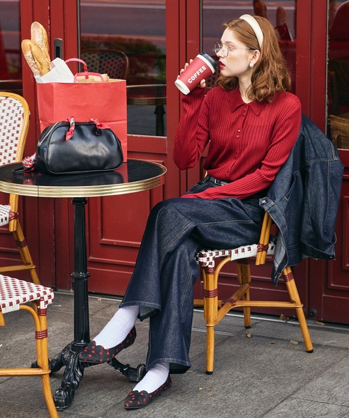 BONLECILL（ボンルシール）の「【デニムジャケットとセットアップ対応】パリジェンヌセミフレアデニムパンツ（デニムパンツ・レディース・ネイビー/ブラック・S/M/L）」の17枚目の写真