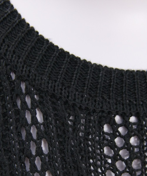 CLEAR BASIC（クリアベーシック）の「メッシュフリンジニットトップス［大人 カジュアル サマーニット レイヤード］（ニット/セーター・レディース・モカ/ブラック/アイボリー・F）」の5枚目の写真