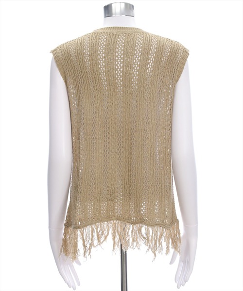 CLEAR BASIC（クリアベーシック）の「メッシュフリンジニットトップス［大人 カジュアル サマーニット レイヤード］（ニット/セーター・レディース・モカ/ブラック/アイボリー・F）」の11枚目の写真