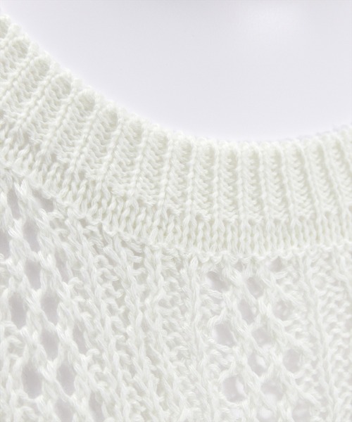 CLEAR BASIC（クリアベーシック）の「メッシュフリンジニットトップス［大人 カジュアル サマーニット レイヤード］（ニット/セーター・レディース・モカ/ブラック/アイボリー・F）」の6枚目の写真