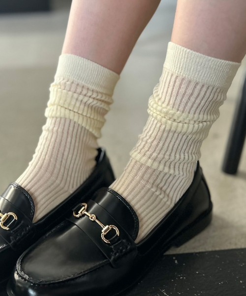 Kotoe（コトエ）の「シンプルシアーリブソックス（ソックス/靴下・レディース・ピンク/ホワイト/イエロー/ブラック/グレー・FREE）」の9枚目の写真