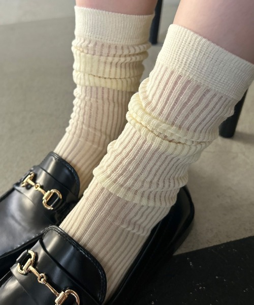 Kotoe（コトエ）の「シンプルシアーリブソックス（ソックス/靴下・レディース・ピンク/ホワイト/イエロー/ブラック/グレー・FREE）」の12枚目の写真