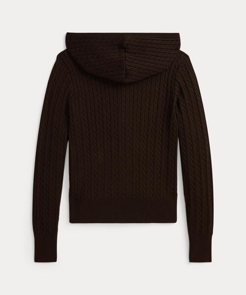 POLO RALPH LAUREN CHILDRENSWEAR(ポロ ラルフ ローレン チルドレンズウェア)の「ミニケーブル コットン フルジップ フーディ(ニット/セーター・キッズ・ブラウン・XL/L/M/S)」の4枚目の写真