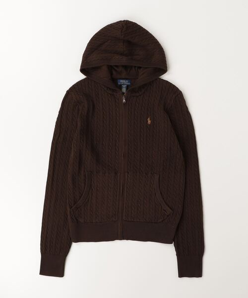 POLO RALPH LAUREN CHILDRENSWEAR(ポロ ラルフ ローレン チルドレンズウェア)の「ミニケーブル コットン フルジップ フーディ(ニット/セーター・キッズ・ブラウン・XL/L/M/S)」の3枚目の写真