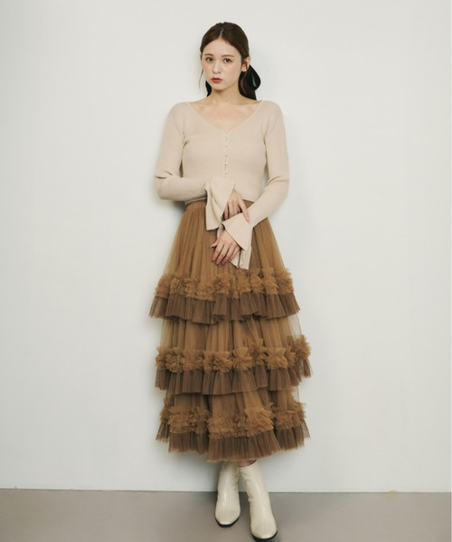 Olu.（オルドット）の「パールショート丈カーディガン（カーディガン/ボレロ・レディース・ボルドー/ブラック/グレー/ベージュ・FREE）」の12枚目の写真