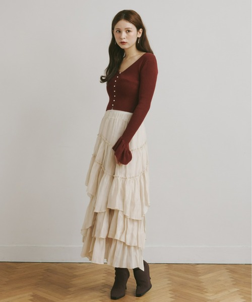 Olu.（オルドット）の「パールショート丈カーディガン（カーディガン/ボレロ・レディース・ボルドー/ブラック/グレー/ベージュ・FREE）」の9枚目の写真