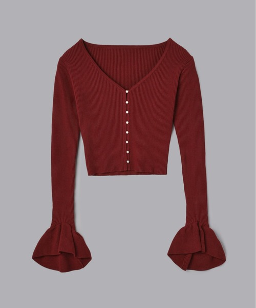 Olu.（オルドット）の「パールショート丈カーディガン（カーディガン/ボレロ・レディース・ボルドー/ブラック/グレー/ベージュ・FREE）」の15枚目の写真