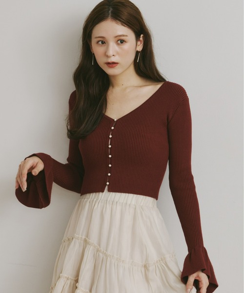 Olu.（オルドット）の「パールショート丈カーディガン（カーディガン/ボレロ・レディース・ボルドー/ブラック/グレー/ベージュ・FREE）」の17枚目の写真
