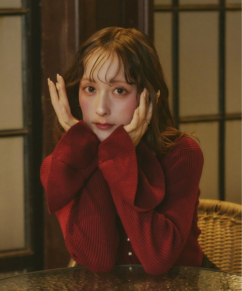 Olu.（オルドット）の「パールショート丈カーディガン（カーディガン/ボレロ・レディース・ボルドー/ブラック/グレー/ベージュ・FREE）」の18枚目の写真