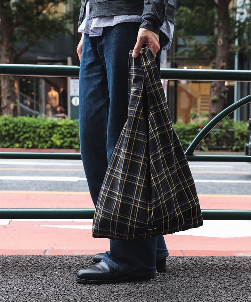 ビームス チェック柄ロッカーバッグ チェック柄 ニット バッグ