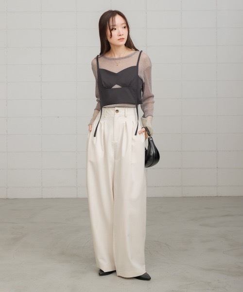 Bab(バブ)の「【S・Mサイズ展開】トリプルタックワイドパンツ(スラックス・レディース・アイボリー/チャコールグレー/グレー系その他・MEDIUM)」の20枚目の写真
