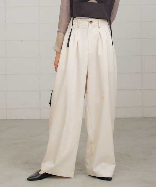 Bab(バブ)の「【S・Mサイズ展開】トリプルタックワイドパンツ(スラックス・レディース・アイボリー/チャコールグレー/グレー系その他・MEDIUM)」の22枚目の写真