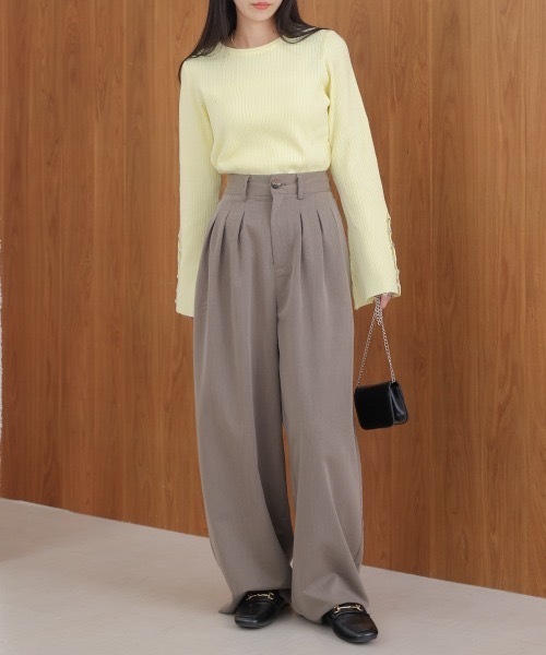 Bab(バブ)の「【S・Mサイズ展開】トリプルタックワイドパンツ(スラックス・レディース・アイボリー/チャコールグレー/グレー系その他・MEDIUM)」の12枚目の写真