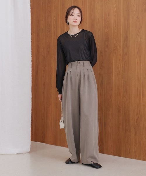 Bab(バブ)の「【S・Mサイズ展開】トリプルタックワイドパンツ(スラックス・レディース・アイボリー/チャコールグレー/グレー系その他・MEDIUM)」の11枚目の写真