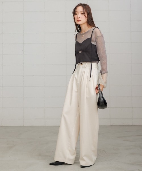 Bab(バブ)の「【S・Mサイズ展開】トリプルタックワイドパンツ(スラックス・レディース・アイボリー/チャコールグレー/グレー系その他・MEDIUM)」の10枚目の写真