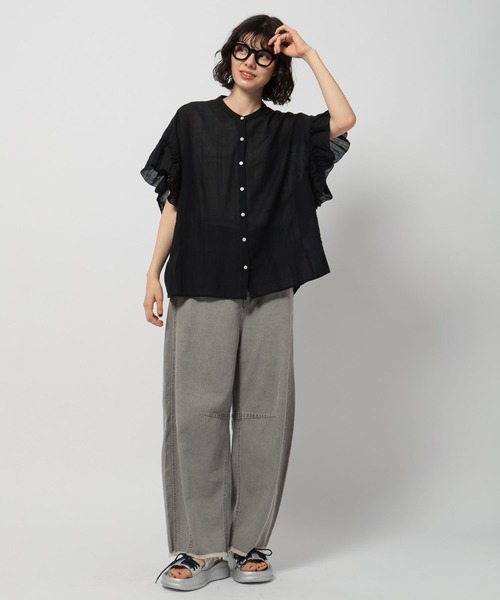 niko and...（ニコアンド）の「袖フリルチェックブラウス（シャツ/ブラウス・レディース・オレンジ/ブラック/ブルー/イエロー・FREE）」の16枚目の写真