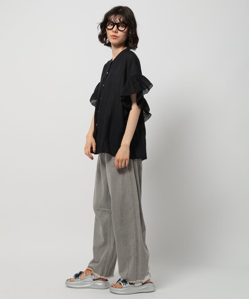 niko and...（ニコアンド）の「袖フリルチェックブラウス（シャツ/ブラウス・レディース・オレンジ/ブラック/ブルー/イエロー・FREE）」の17枚目の写真