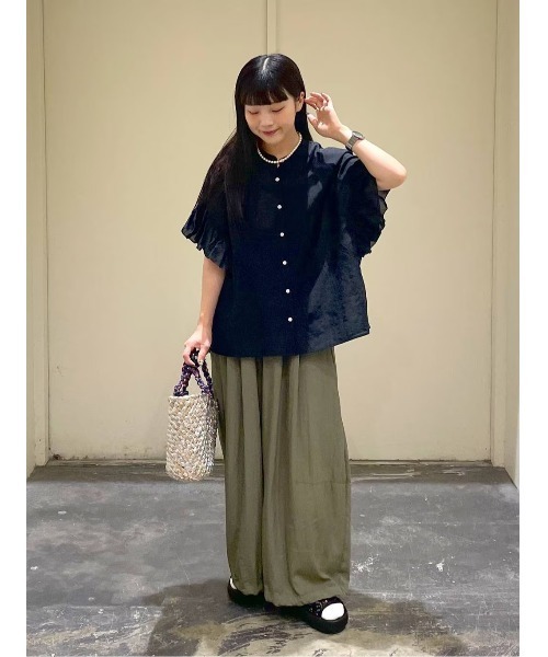 niko and...（ニコアンド）の「袖フリルチェックブラウス（シャツ/ブラウス・レディース・オレンジ/ブラック/ブルー/イエロー・FREE）」の6枚目の写真