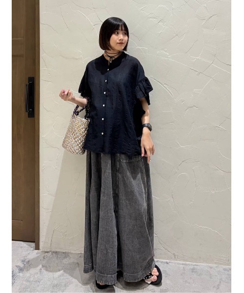 niko and...（ニコアンド）の「袖フリルチェックブラウス（シャツ/ブラウス・レディース・オレンジ/ブラック/ブルー/イエロー・FREE）」の7枚目の写真