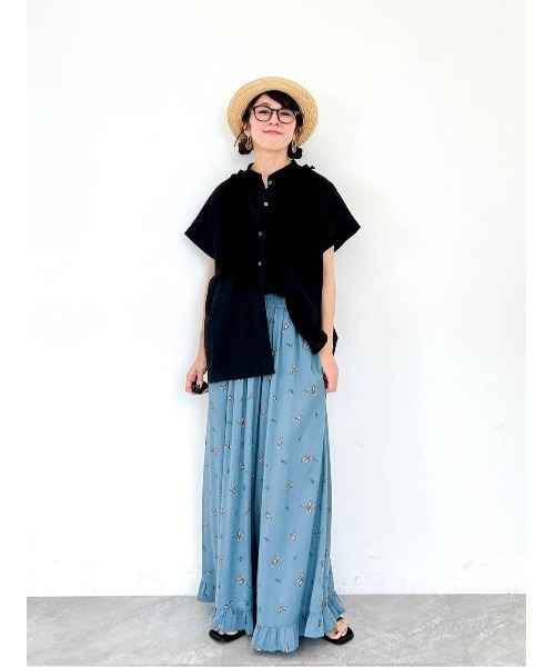 niko and...（ニコアンド）の「袖フリルチェックブラウス（シャツ/ブラウス・レディース・オレンジ/ブラック/ブルー/イエロー・FREE）」の8枚目の写真