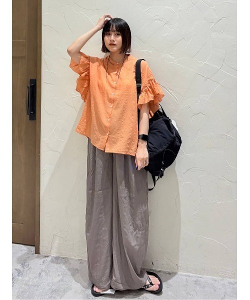 niko and...（ニコアンド）の「袖フリルチェックブラウス（シャツ/ブラウス・レディース・オレンジ/ブラック/ブルー/イエロー・FREE）」の15枚目の写真