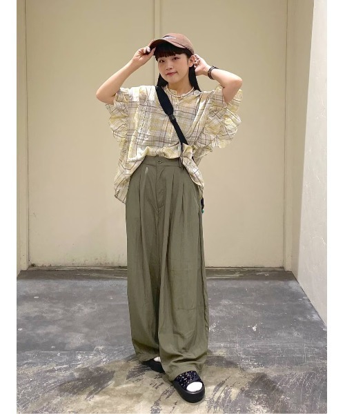 niko and...（ニコアンド）の「袖フリルチェックブラウス（シャツ/ブラウス・レディース・オレンジ/ブラック/ブルー/イエロー・FREE）」の9枚目の写真