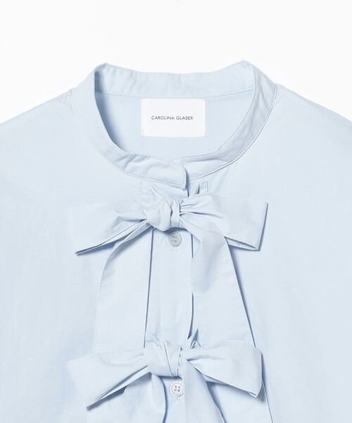 CAROLINA GLASER（カロリナ グレイサー）の「リボン コットン ブラウス（シャツ/ブラウス・レディース・ラベンダー/サックスブルー・ONE SIZE）」の5枚目の写真