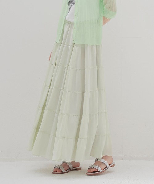 DRESSLAVE（ドレスレイブ）の「c/cu tiered skirt(コットンキュプラティアードスカート)（スカート・レディース・ブラウン/ライトグリーン・38）」の2枚目の写真