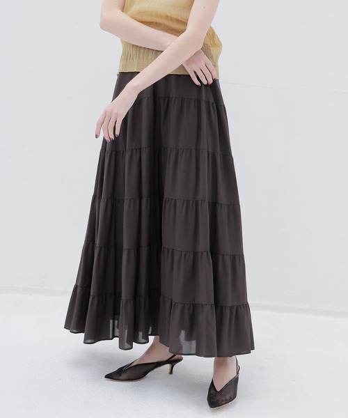 DRESSLAVE（ドレスレイブ）の「c/cu tiered skirt(コットンキュプラティアードスカート)（スカート・レディース・ブラウン/ライトグリーン・38）」の3枚目の写真