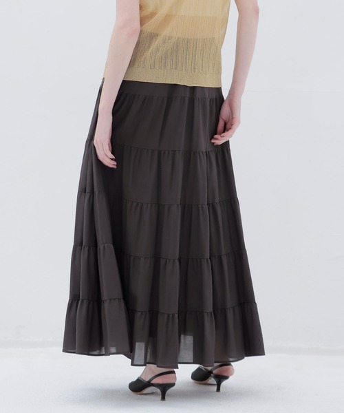 DRESSLAVE（ドレスレイブ）の「c/cu tiered skirt(コットンキュプラティアードスカート)（スカート・レディース・ブラウン/ライトグリーン・38）」の4枚目の写真