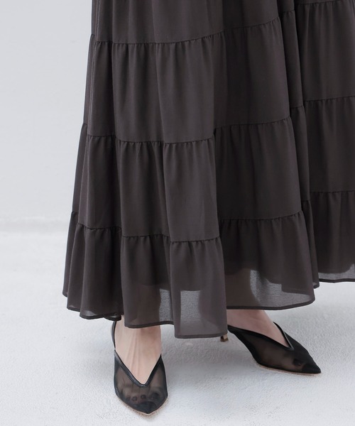 DRESSLAVE（ドレスレイブ）の「c/cu tiered skirt(コットンキュプラティアードスカート)（スカート・レディース・ブラウン/ライトグリーン・38）」の7枚目の写真
