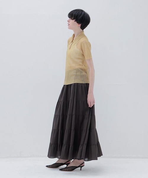 DRESSLAVE（ドレスレイブ）の「c/cu tiered skirt(コットンキュプラティアードスカート)（スカート・レディース・ブラウン/ライトグリーン・38）」の9枚目の写真