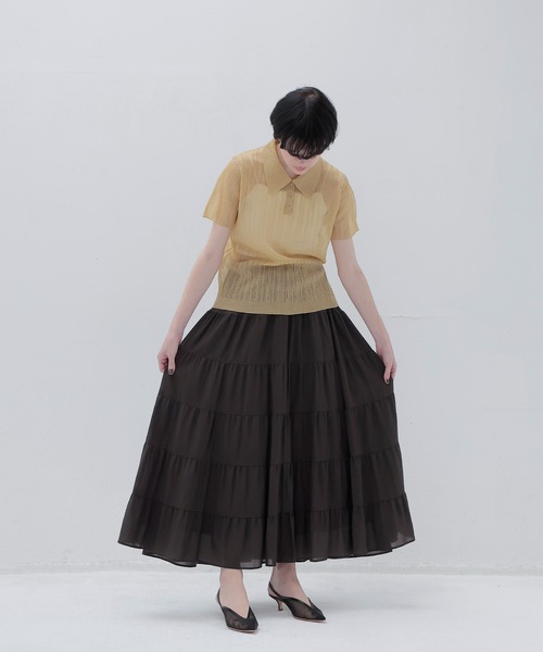 DRESSLAVE（ドレスレイブ）の「c/cu tiered skirt(コットンキュプラティアードスカート)（スカート・レディース・ブラウン/ライトグリーン・38）」の11枚目の写真