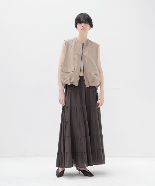 DRESSLAVE（ドレスレイブ）の「c/cu tiered skirt(コットンキュプラティアードスカート)（スカート・レディース・ブラウン/ライトグリーン・38）」の14枚目の写真