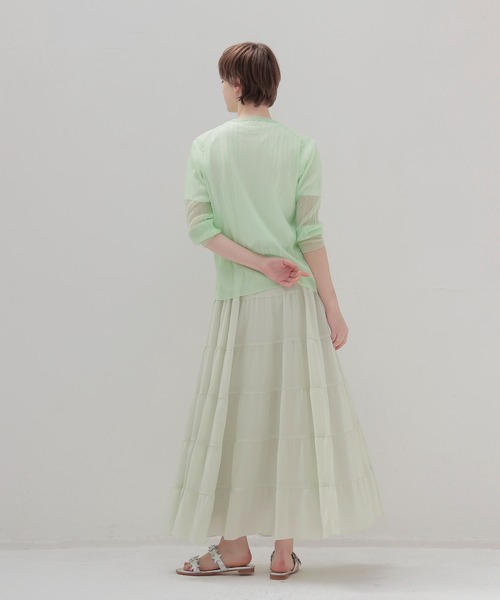 DRESSLAVE（ドレスレイブ）の「c/cu tiered skirt(コットンキュプラティアードスカート)（スカート・レディース・ブラウン/ライトグリーン・38）」の17枚目の写真