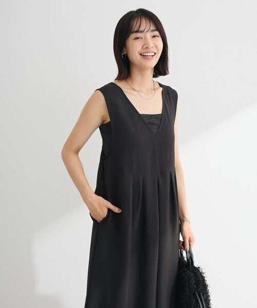 Green　Parks（グリーンパークス）の「接触冷感 麻調ゆったりサロペット（サロペット/オーバーオール・レディース・ブラウン/ブラック/グレー・FREE）」の13枚目の写真