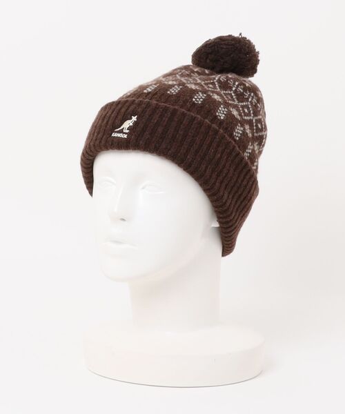KANGOL(カンゴール)の「KANGOL HOLIDAY POM POM BEANIE / カンゴール(ニットキャップ/ビーニー・レディース・ブラウン/ネイビー・ONE SIZE)」の1枚目の写真