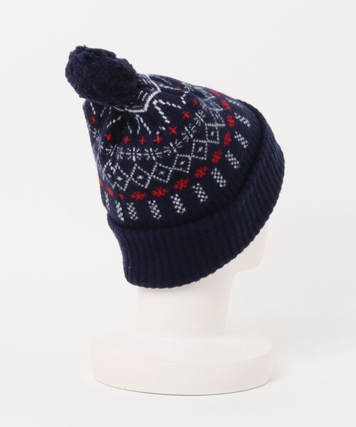 KANGOL(カンゴール)の「KANGOL HOLIDAY POM POM BEANIE / カンゴール(ニットキャップ/ビーニー・レディース・ブラウン/ネイビー・ONE SIZE)」の3枚目の写真