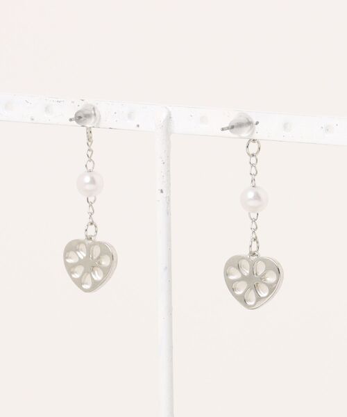 VIBGYOR(ヴィブジョー)の「【IZU】 ハートパール&チェーンピアス(シルバー/ゴールド)(ピアス(両耳用)・レディース・シルバー/ゴールド・FREE)」の5枚目の写真