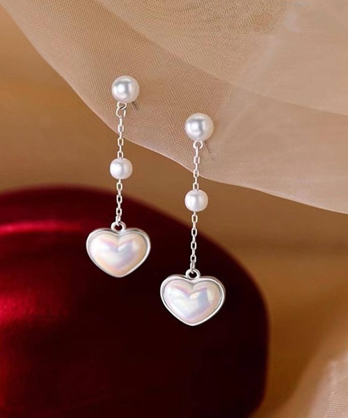 VIBGYOR(ヴィブジョー)の「【IZU】 ハートパール&チェーンピアス(シルバー/ゴールド)(ピアス(両耳用)・レディース・シルバー/ゴールド・FREE)」の6枚目の写真