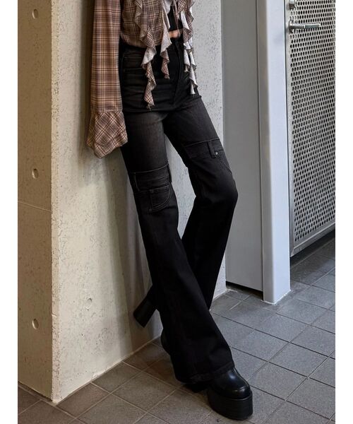 EMODA（エモダ）の「ハイカバーフレアパギンス（デニムパンツ・レディース・インディゴブルー/ブラック・SMALL/MEDIUM/X-SMALL）」の19枚目の写真