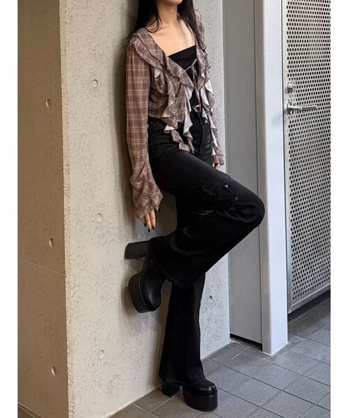 EMODA（エモダ）の「ハイカバーフレアパギンス（デニムパンツ・レディース・インディゴブルー/ブラック・SMALL/MEDIUM/X-SMALL）」の21枚目の写真