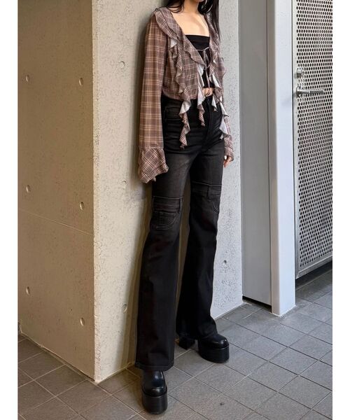 EMODA（エモダ）の「ハイカバーフレアパギンス（デニムパンツ・レディース・インディゴブルー/ブラック・SMALL/MEDIUM/X-SMALL）」の22枚目の写真