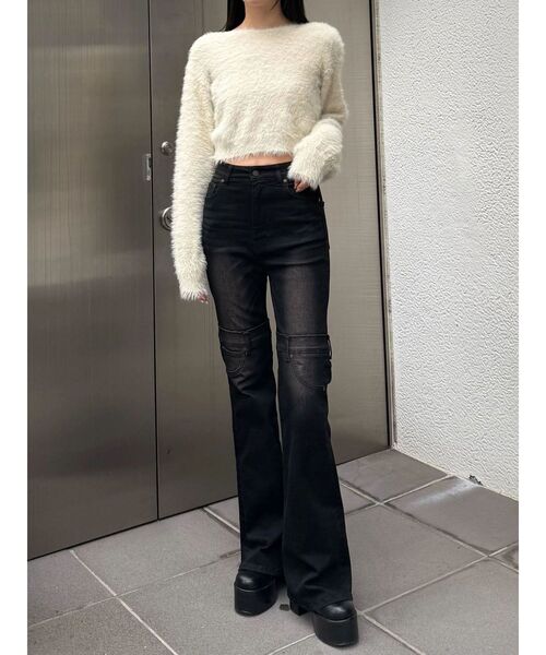 EMODA（エモダ）の「ハイカバーフレアパギンス（デニムパンツ・レディース・インディゴブルー/ブラック・SMALL/MEDIUM/X-SMALL）」の19枚目の写真