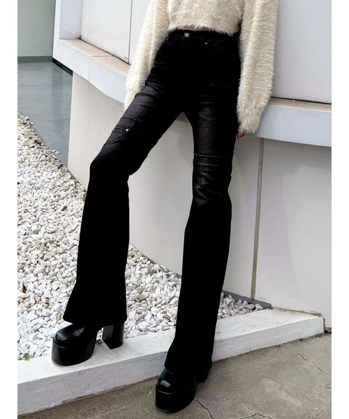 EMODA（エモダ）の「ハイカバーフレアパギンス（デニムパンツ・レディース・インディゴブルー/ブラック・SMALL/MEDIUM/X-SMALL）」の15枚目の写真