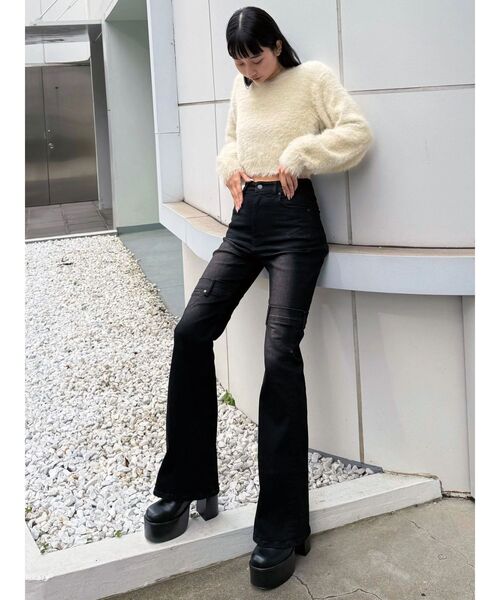 EMODA（エモダ）の「ハイカバーフレアパギンス（デニムパンツ・レディース・インディゴブルー/ブラック・SMALL/MEDIUM/X-SMALL）」の14枚目の写真
